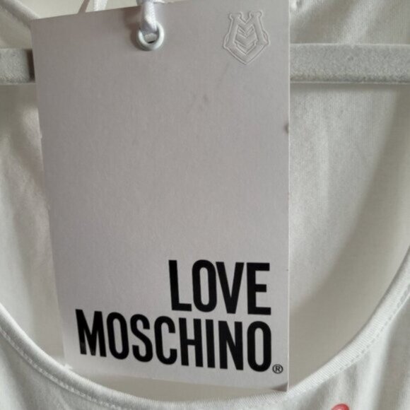 Love Moschino White Graffiti Effect Mini T-shirt Dress Size 6 - Picture 4 of 6